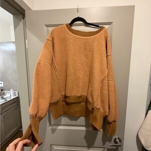 Free People Warm Brown Crew Neck Sweater